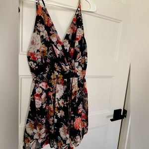 Backless Black-Floral Romper